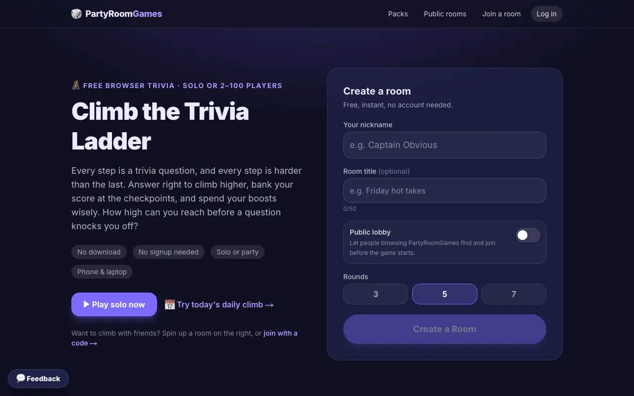 Ladder Trivia Trivia Ladder: Play Online with Friends | OnlineParty.Games